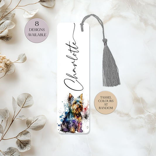 Personalised Yorkshire Terrier Bookmark | Metal Yorkie Gift with Tassel | Custom Dog Lover Bookmark