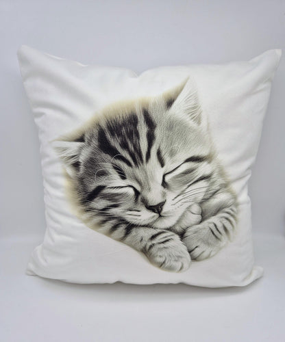 Personalised Sketched Kitten Cushion – Custom Cat Lover Gift | Pet Throw Pillow
