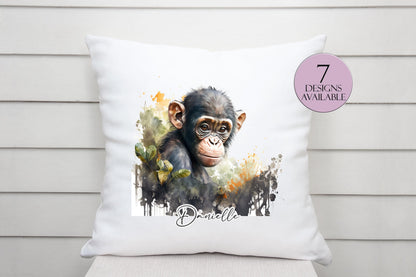 Personalised Cheeky Monkey Cushion – Custom Animal Throw Pillow | Kids & Nursery Gift