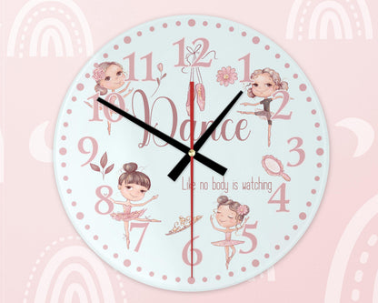 Ballerina Wall Clock | Glass | Girls' Room Gift