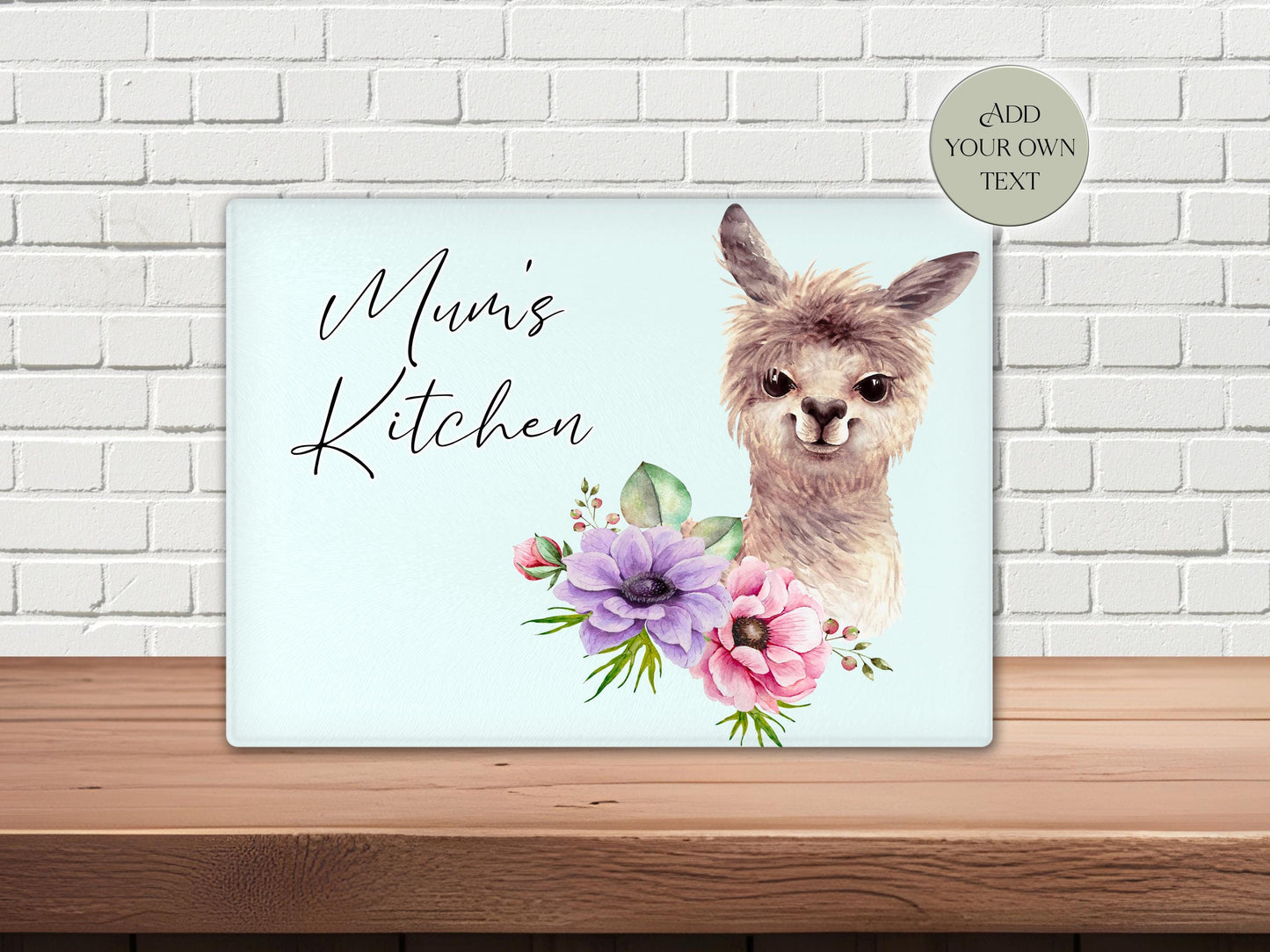 Personalised Llama Glass Chopping Board | A3 or A4 | Llama Lover Gift