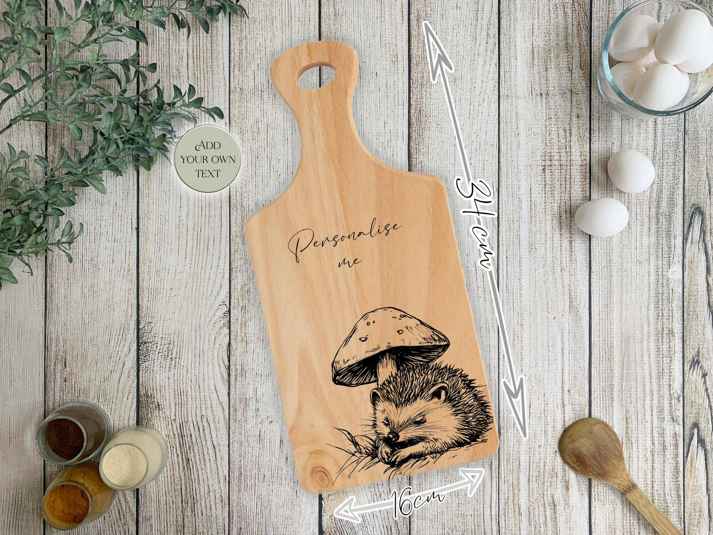 Personalised Wooden Hedgehog Chopping Board | Engraved Kitchen Gift | Rustic Cheese Board