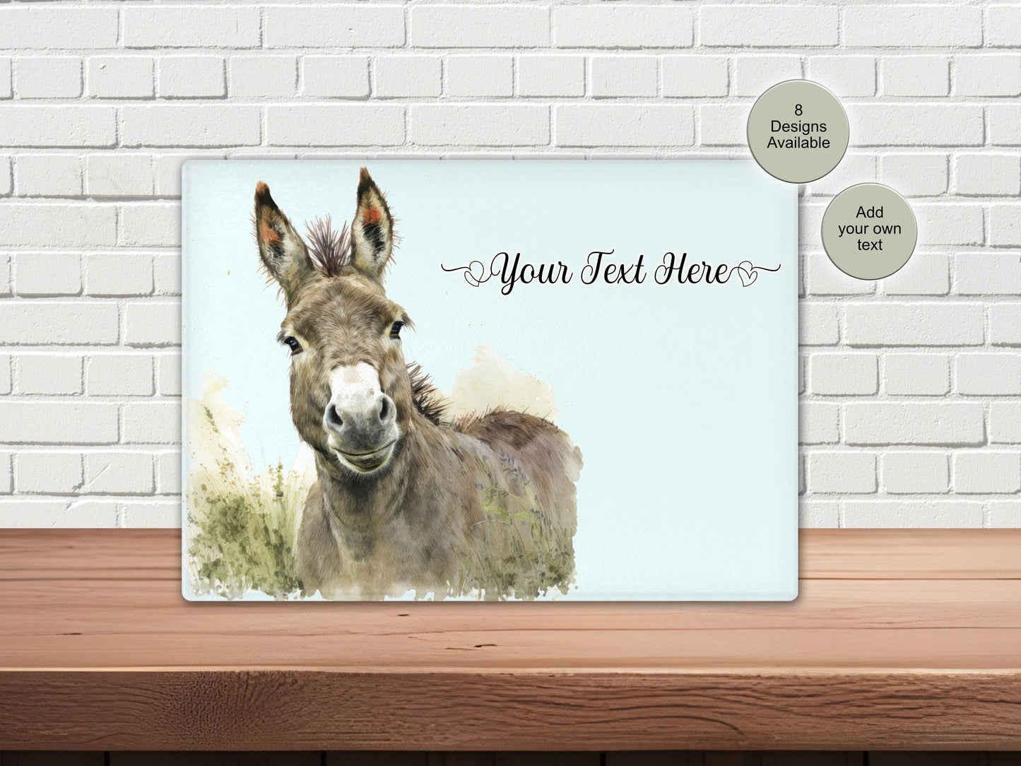 Personalised Donkey Glass Chopping Board | Custom Cheese Board | Donkey Lover Gift