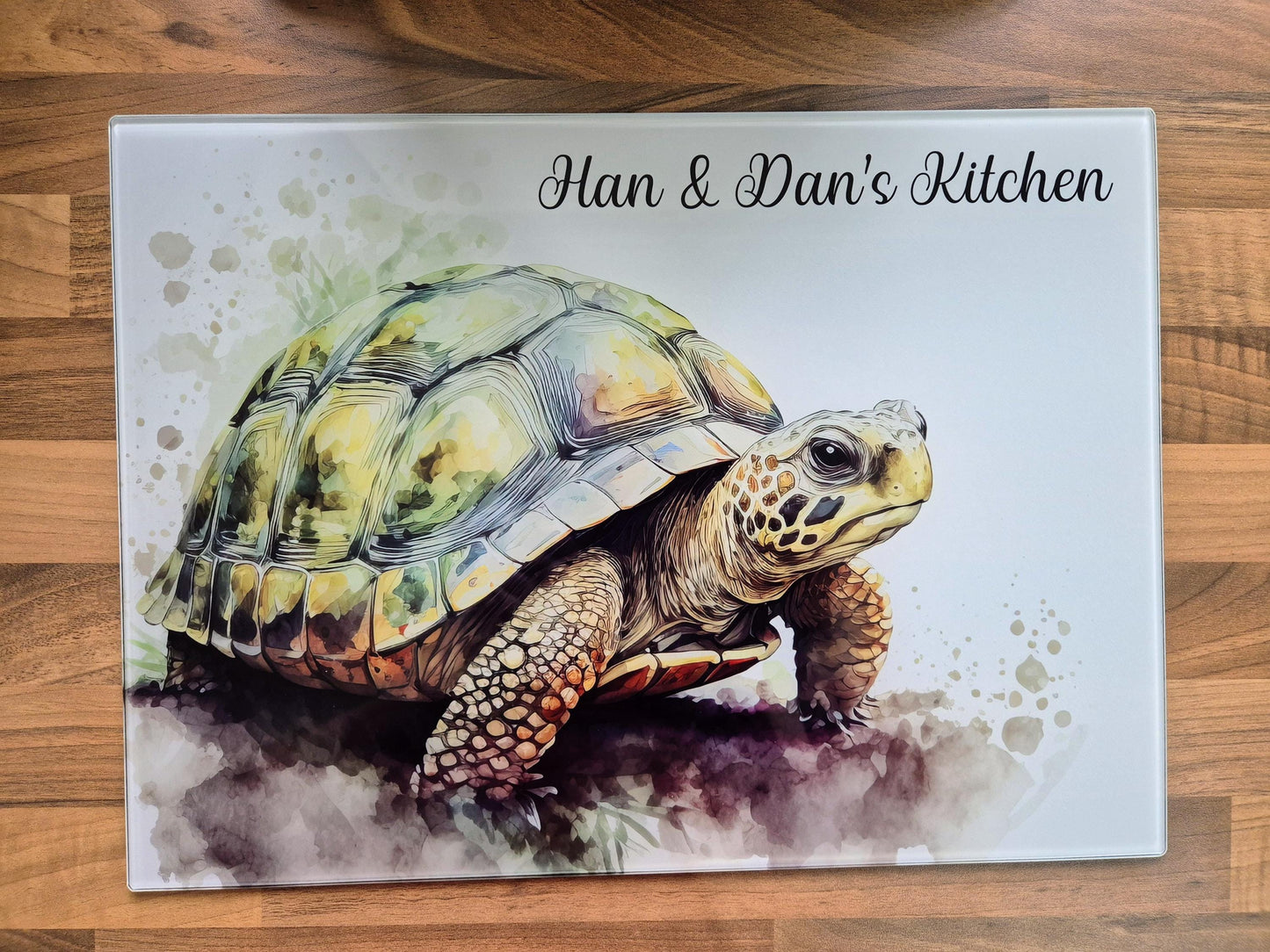 Personalised Tortoise Glass Chopping Board | A3 or A4 | Unique Gift