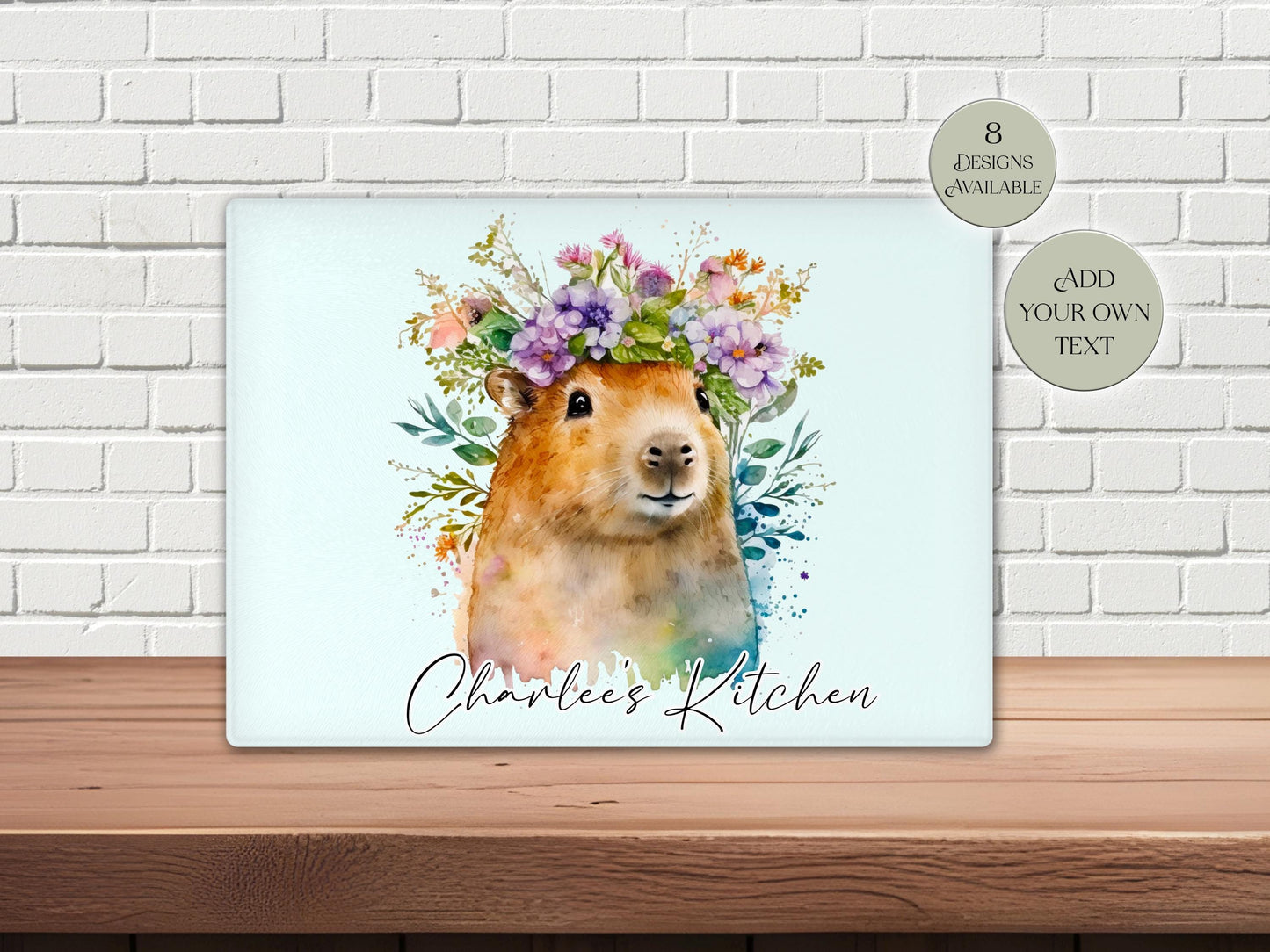 Personalised Capybara Glass Chopping Board | A3 or A4 | Unique Gift