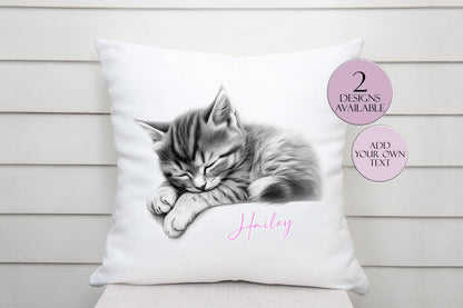 Personalised Sketched Kitten Cushion – Custom Cat Lover Gift | Pet Throw Pillow
