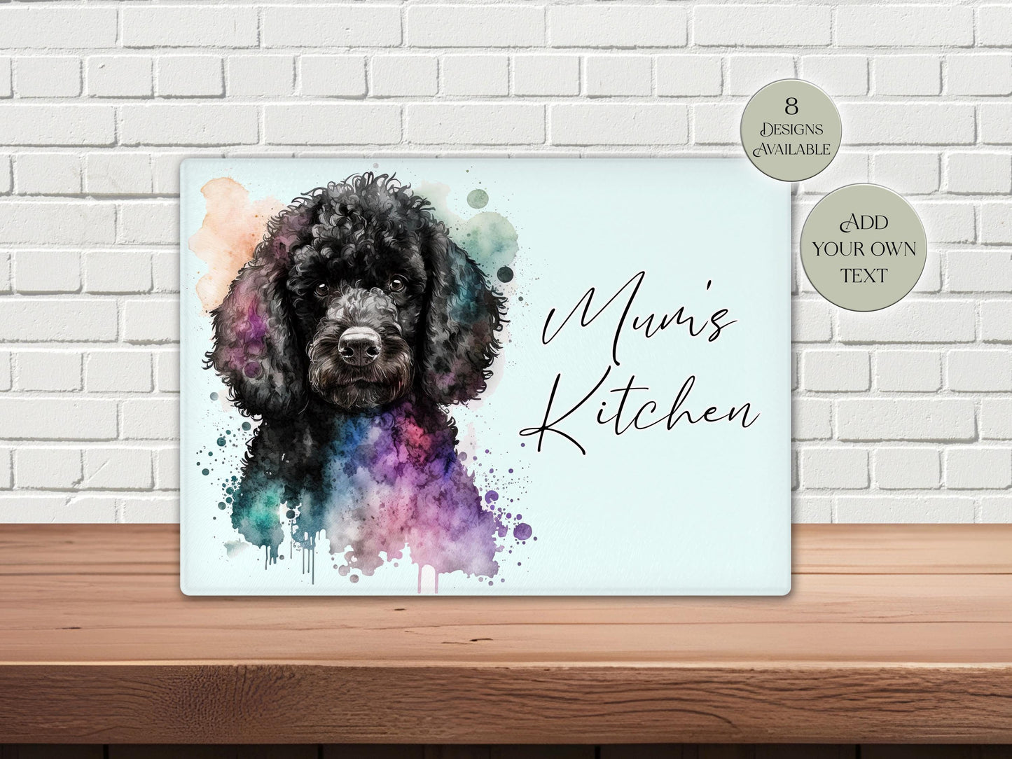 Personalised Poodle Glass Chopping Board | A3 or A4 | Dog Lover Gift