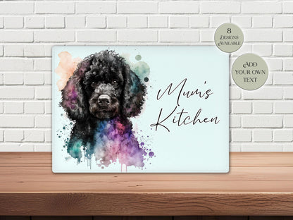 Personalised Poodle Glass Chopping Board | A3 or A4 | Dog Lover Gift