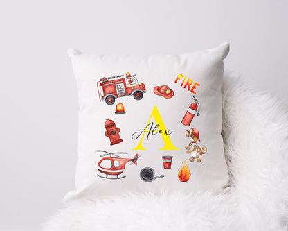 Personalised Fireman Cushion | Custom Firefighter Pillow | Boys Bedroom Gift