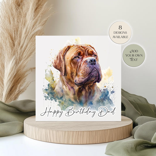 Personalised Dogue de Bordeaux Birthday Card | Dog Greetings Card | Dog Lover Gift