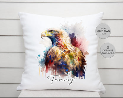 Personalised Eagle Cushion | Custom Bird of Prey Pillow | Wildlife Lover Gift