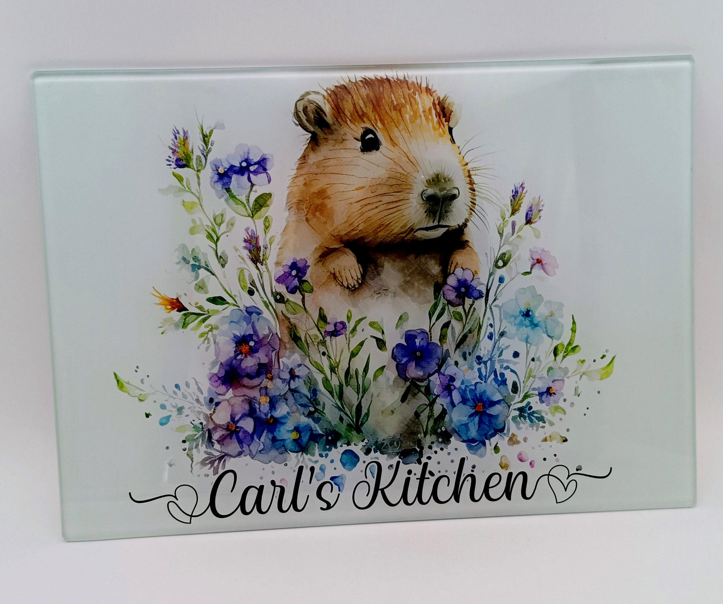 Personalised Capybara Glass Chopping Board | A3 or A4 | Unique Gift