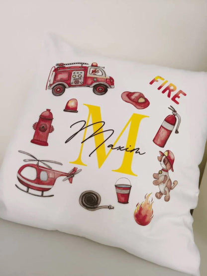 Personalised Fireman Cushion | Custom Firefighter Pillow | Boys Bedroom Gift