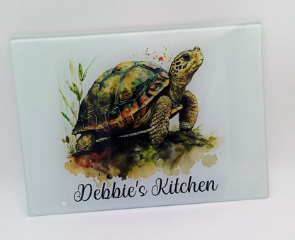 Personalised Tortoise Glass Chopping Board | A3 or A4 | Unique Gift