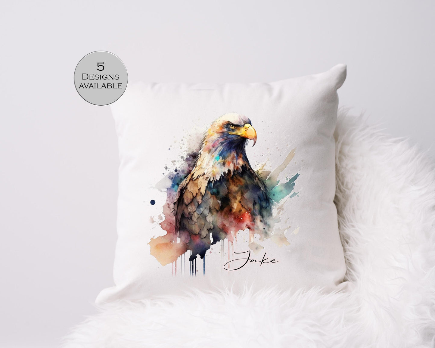 Personalised Eagle Cushion | Custom Bird of Prey Pillow | Wildlife Lover Gift