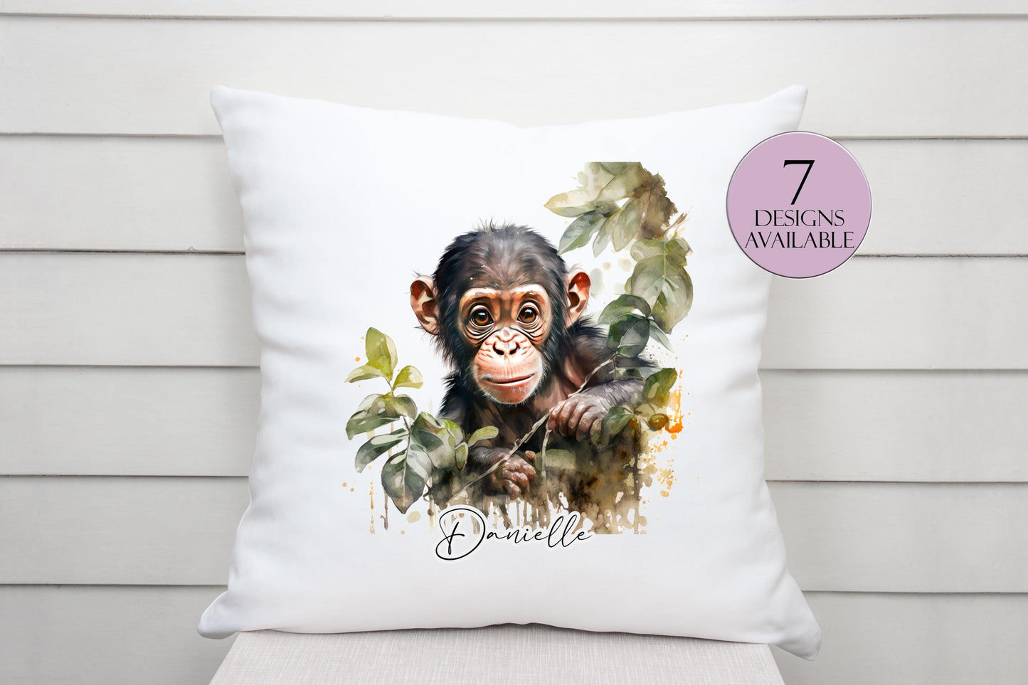 Personalised Cheeky Monkey Cushion – Custom Animal Throw Pillow | Kids & Nursery Gift