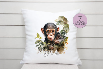 Personalised Cheeky Monkey Cushion – Custom Animal Throw Pillow | Kids & Nursery Gift