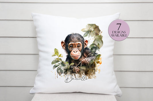 Personalised Cheeky Monkey Cushion – Custom Animal Throw Pillow | Kids & Nursery Gift