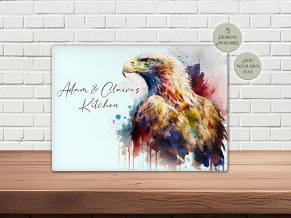 Personalised Eagle Glass Chopping Board | A3 or A4 | Bird Lover Gift