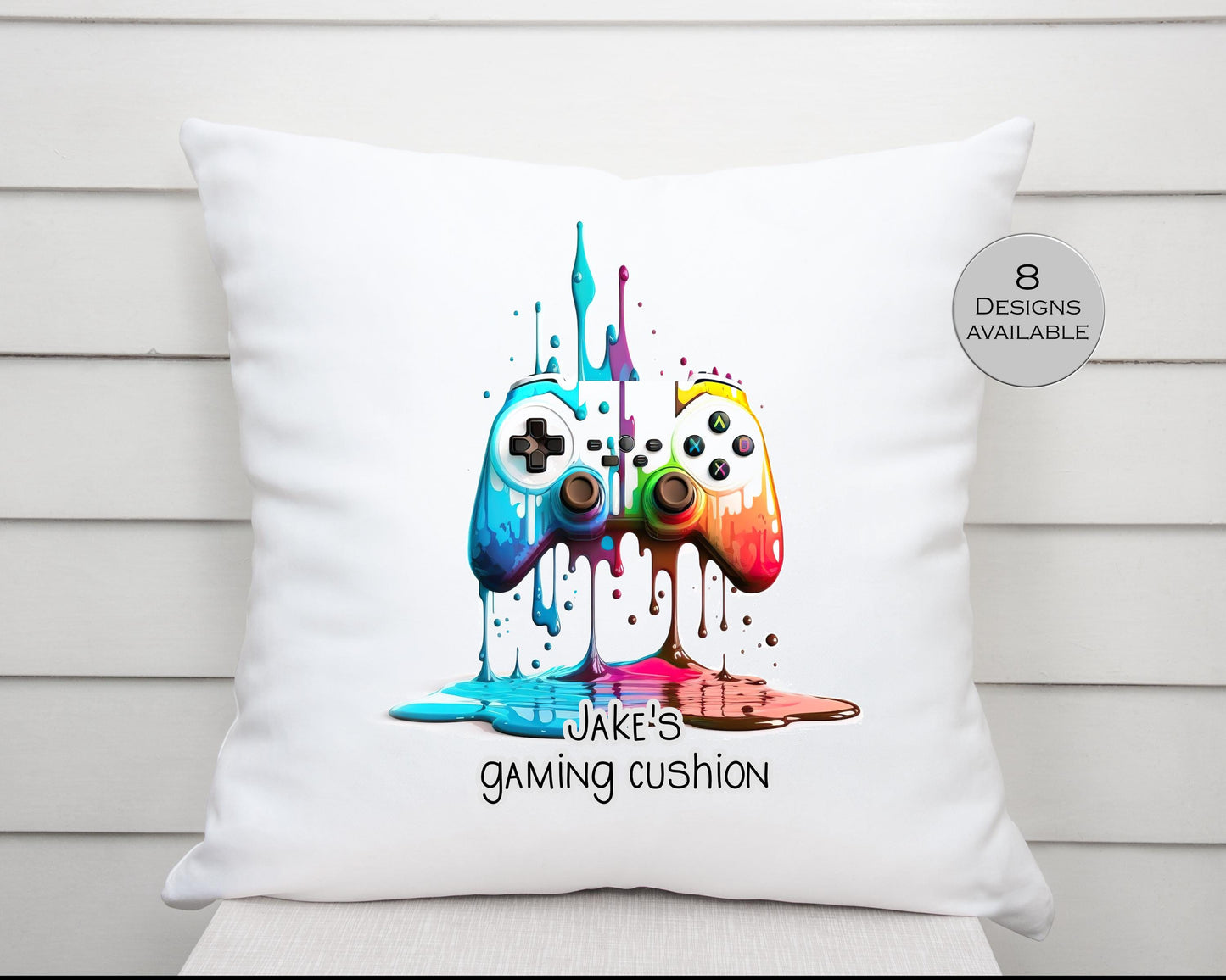 Personalised Gaming Controller Cushion | Custom Gamer Throw Pillow | Boys Bedroom Gift