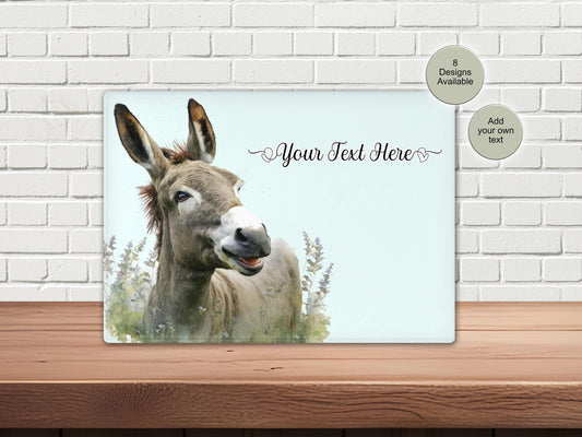 Personalised Donkey Glass Chopping Board | Custom Cheese Board | Donkey Lover Gift
