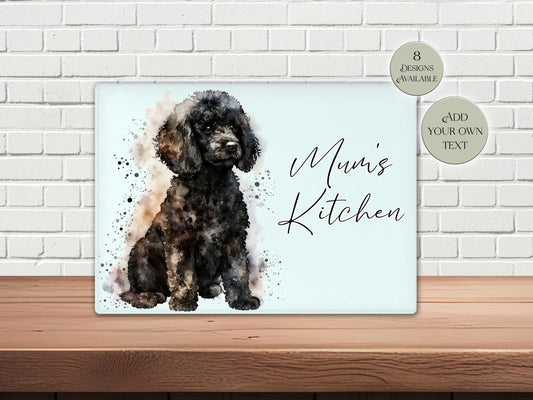 Personalised Poodle Glass Chopping Board | A3 or A4 | Dog Lover Gift
