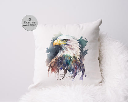 Personalised Eagle Cushion | Custom Bird of Prey Pillow | Wildlife Lover Gift
