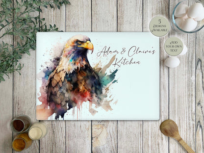 Personalised Eagle Glass Chopping Board | A3 or A4 | Bird Lover Gift