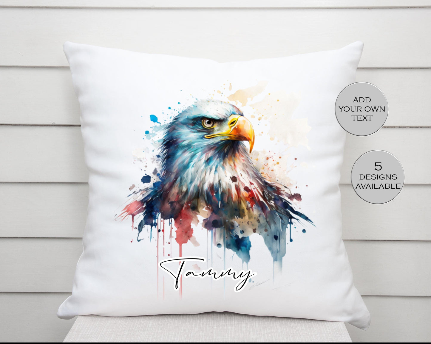 Personalised Eagle Cushion | Custom Bird of Prey Pillow | Wildlife Lover Gift