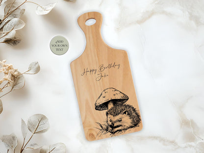Personalised Wooden Hedgehog Chopping Board | Engraved Kitchen Gift | Rustic Cheese Board
