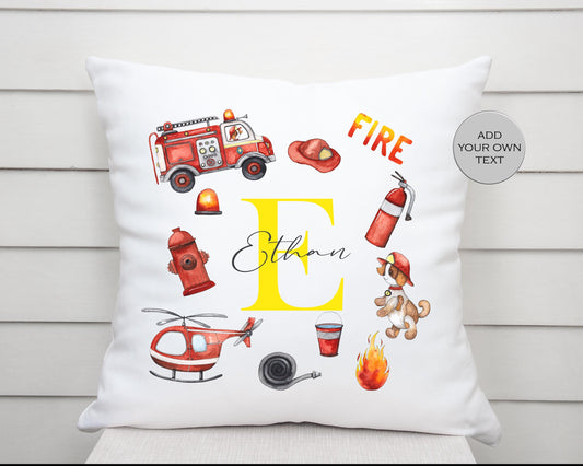 Personalised Fireman Cushion | Custom Firefighter Pillow | Boys Bedroom Gift
