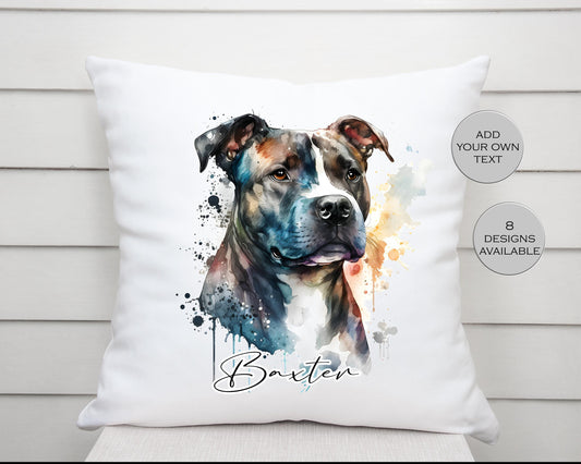 Personalised Staffordshire Bull Terrier Cushion | Custom Staffy Gift | Dog Lover Pillow
