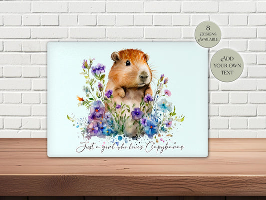 Personalised Capybara Glass Chopping Board | A3 or A4 | Unique Gift