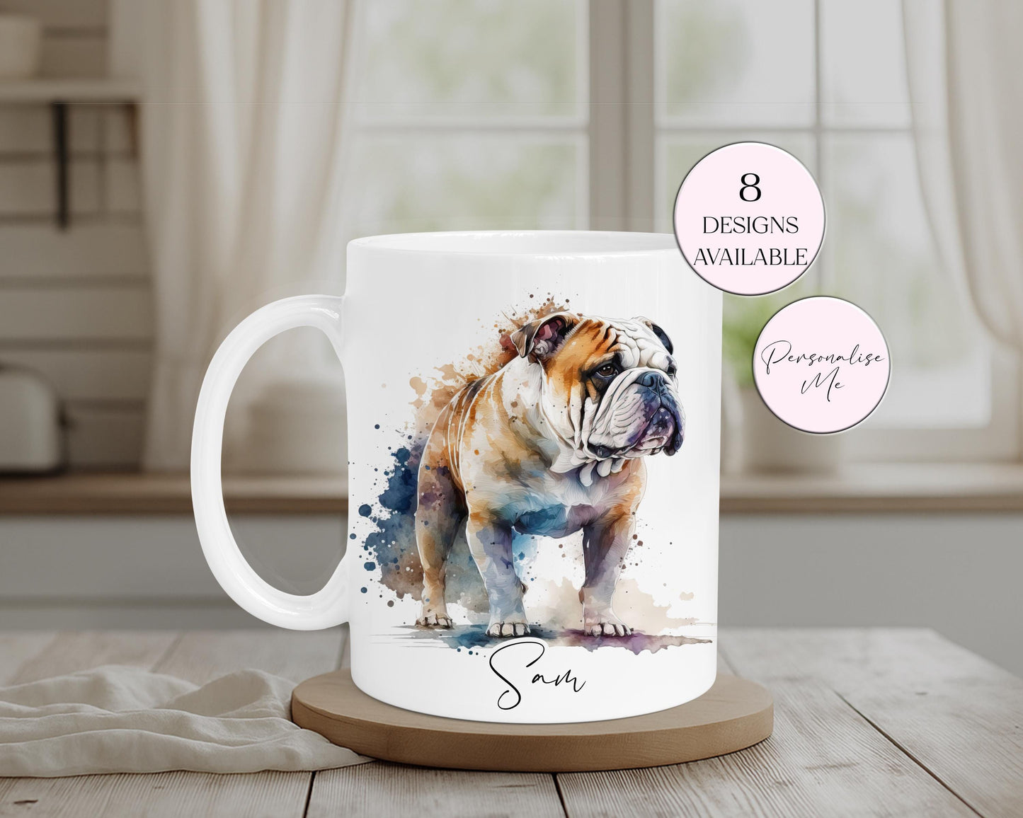 Personalised British Bulldog Mug – Custom Dog Lover Gift | With Matching Coaster Option