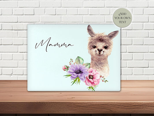Personalised Llama Glass Chopping Board | A3 or A4 | Llama Lover Gift