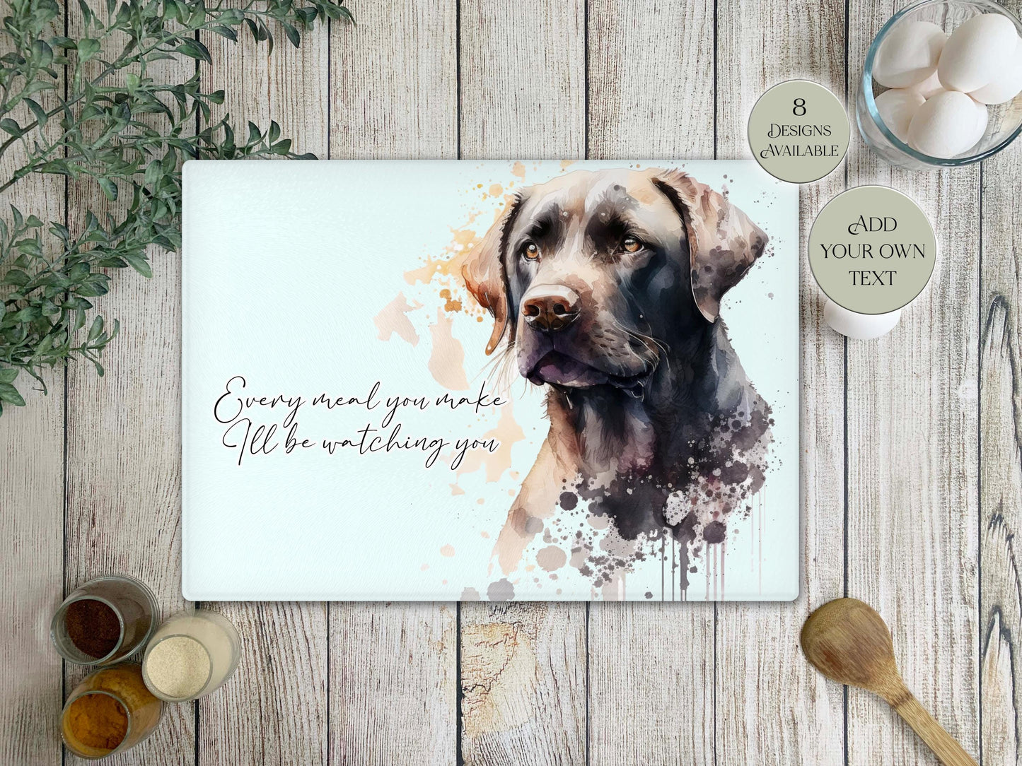 Personalised Chocolate Labrador Glass Chopping Board | A3 or A4 | Dog Lover Gift