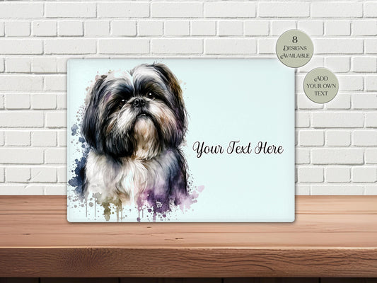 Personalised Shih Tzu Glass Chopping Board – Custom Dog Lover Kitchen Gift