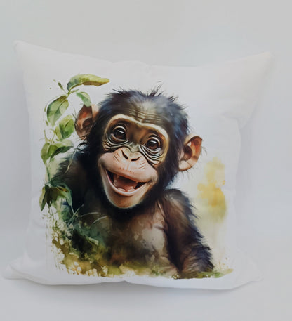 Personalised Cheeky Monkey Cushion – Custom Animal Throw Pillow | Kids & Nursery Gift