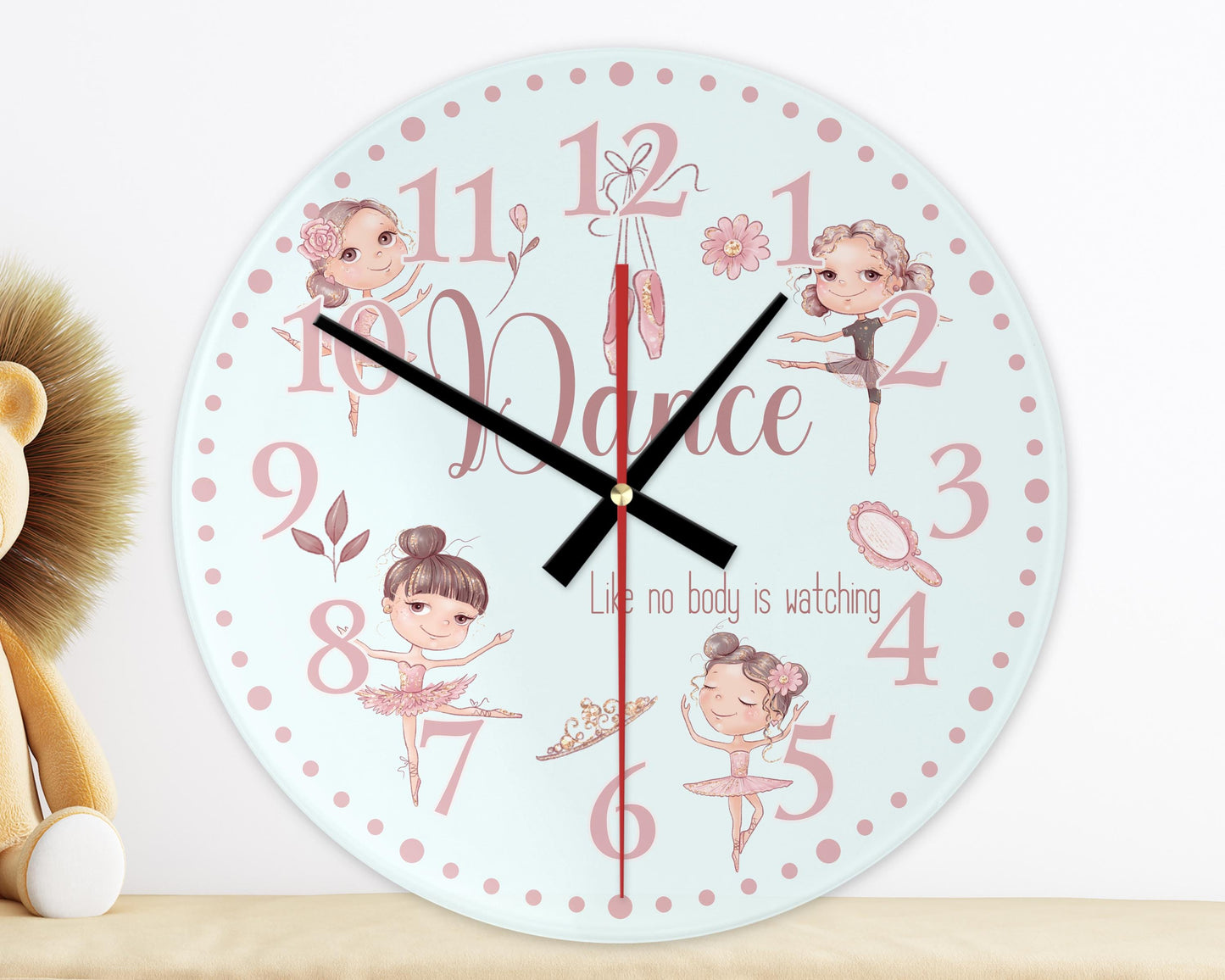 Ballerina Wall Clock | Glass | Girls' Room Gift