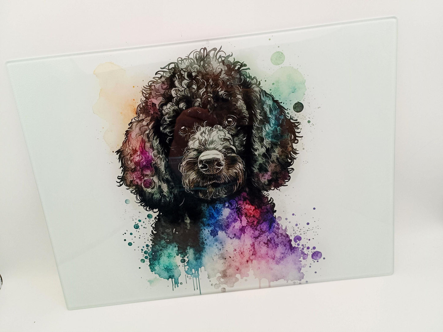 Personalised Poodle Glass Chopping Board | A3 or A4 | Dog Lover Gift