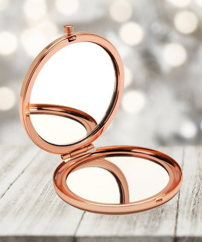 Personalised Watercolour Owl Compact Mirror – Rose Gold or Yellow Gold | Custom Handbag Gift