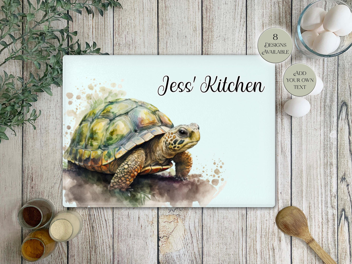Personalised Tortoise Glass Chopping Board | A3 or A4 | Unique Gift