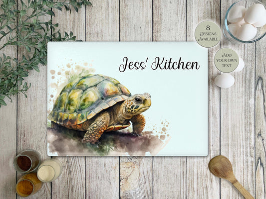Personalised Tortoise Glass Chopping Board | A3 or A4 | Unique Gift