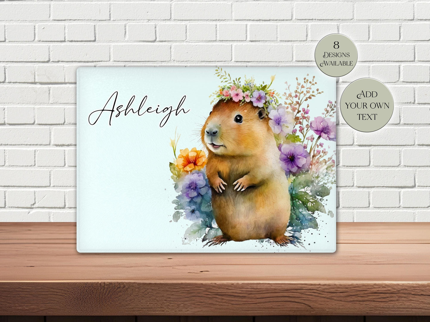 Personalised Capybara Glass Chopping Board | A3 or A4 | Unique Gift
