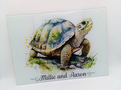 Personalised Tortoise Glass Chopping Board | A3 or A4 | Unique Gift
