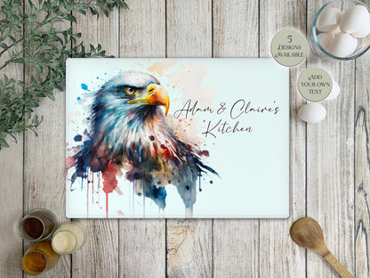 Personalised Eagle Glass Chopping Board | A3 or A4 | Bird Lover Gift