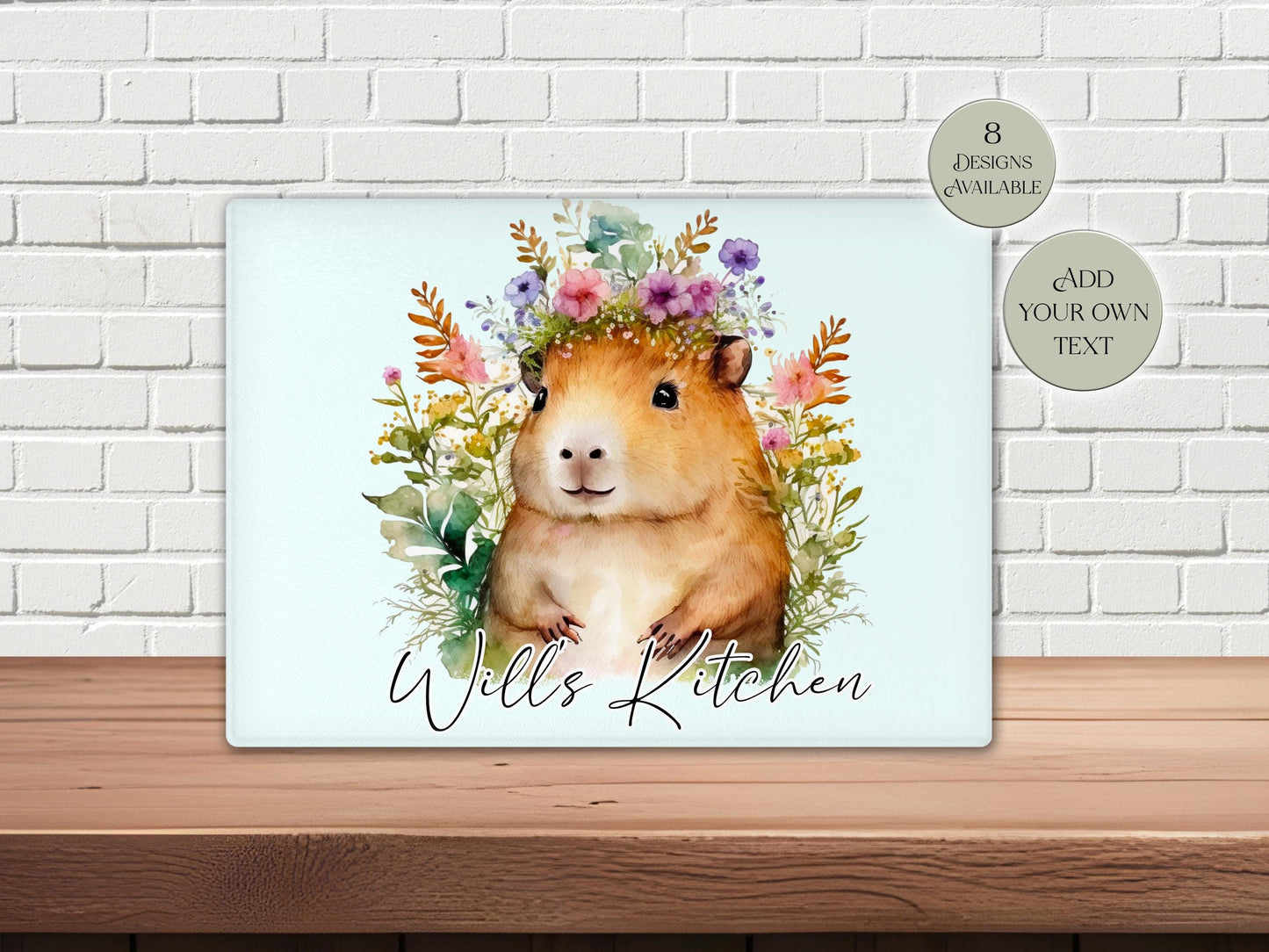 Personalised Capybara Glass Chopping Board | A3 or A4 | Unique Gift