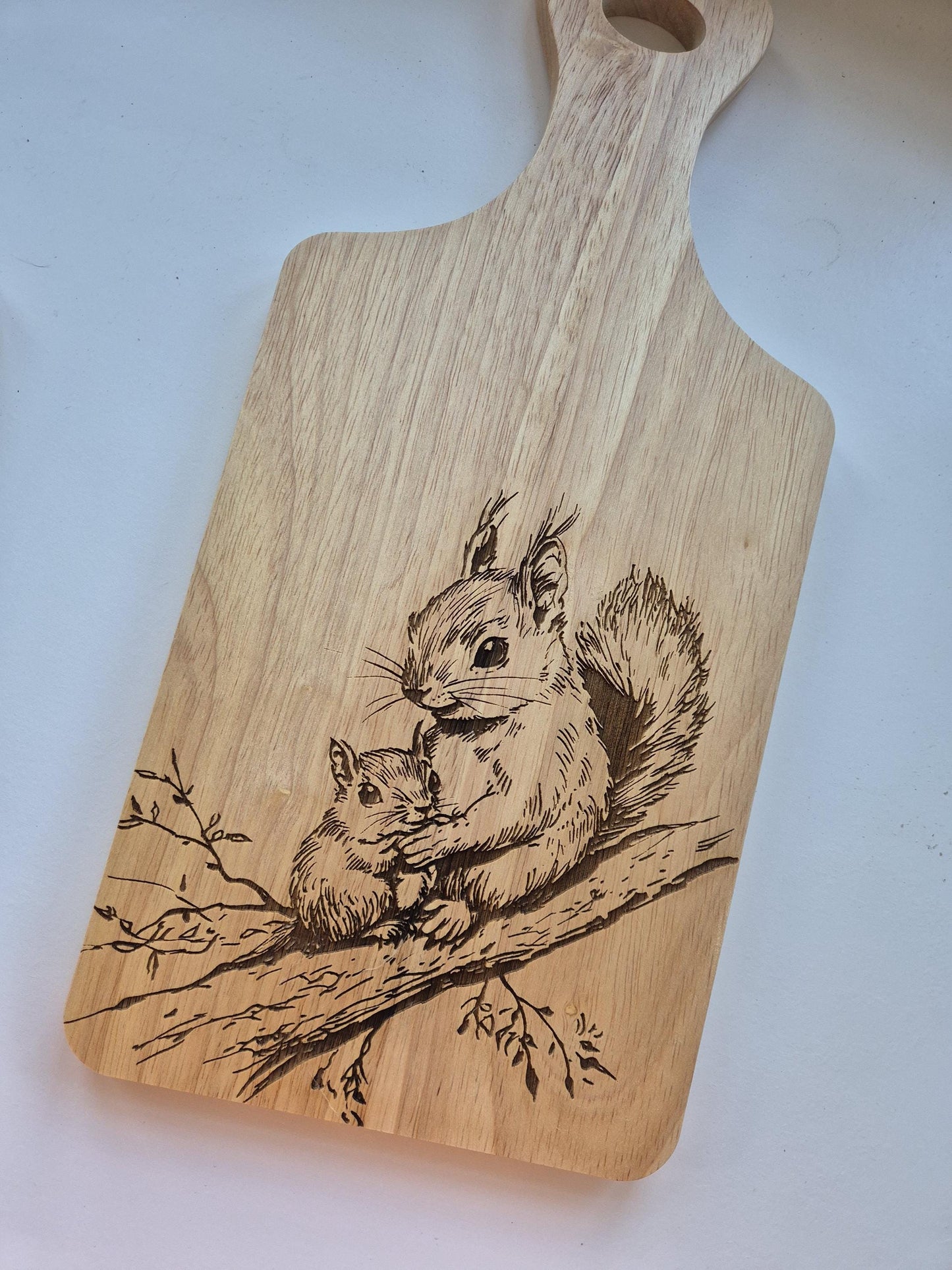 Personalised Squirrel Wooden Chopping Board | Engraved Kitchen Gift | Rustic Cheese Board