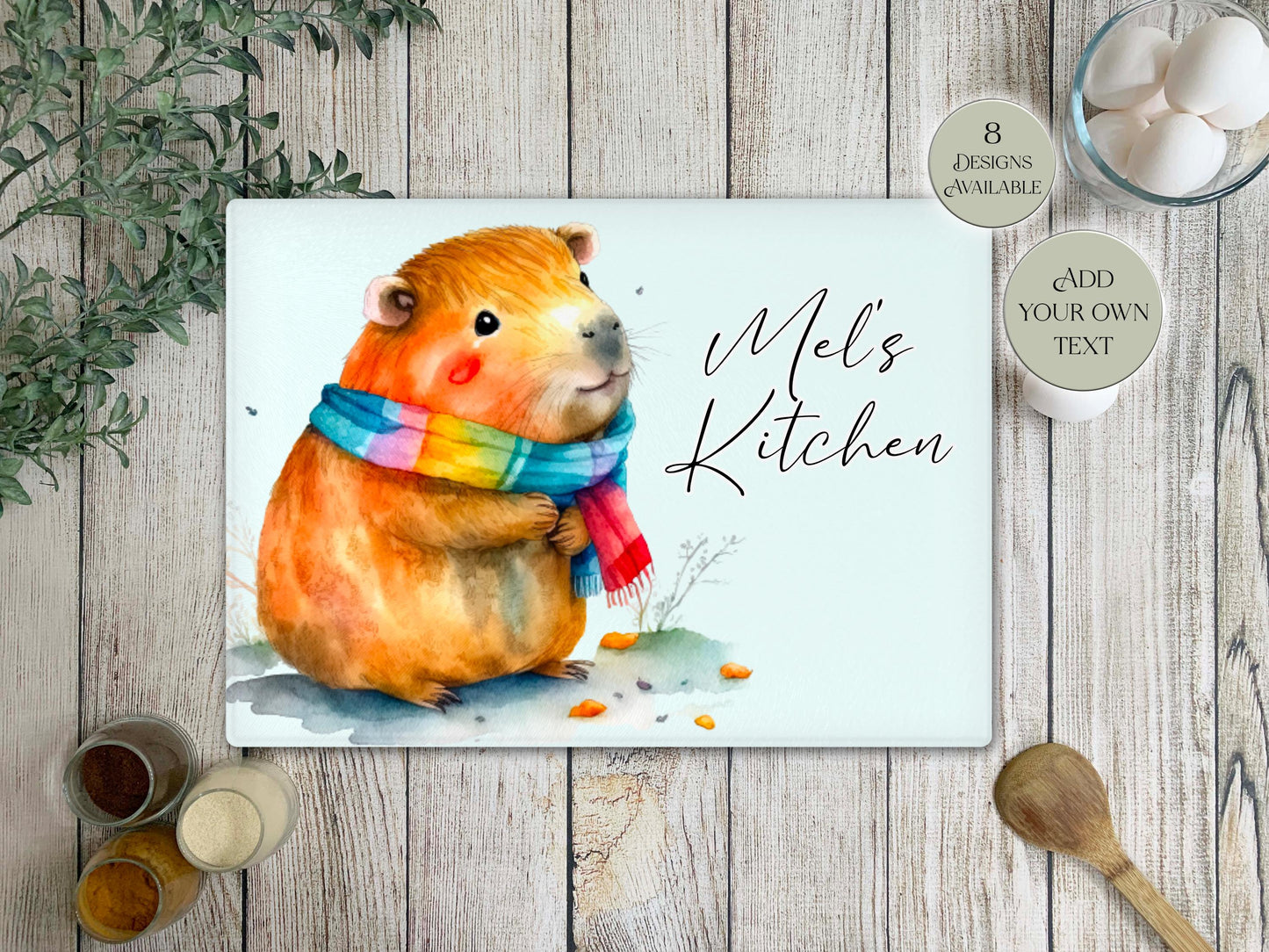 Personalised Capybara Glass Chopping Board | A3 or A4 | Unique Gift