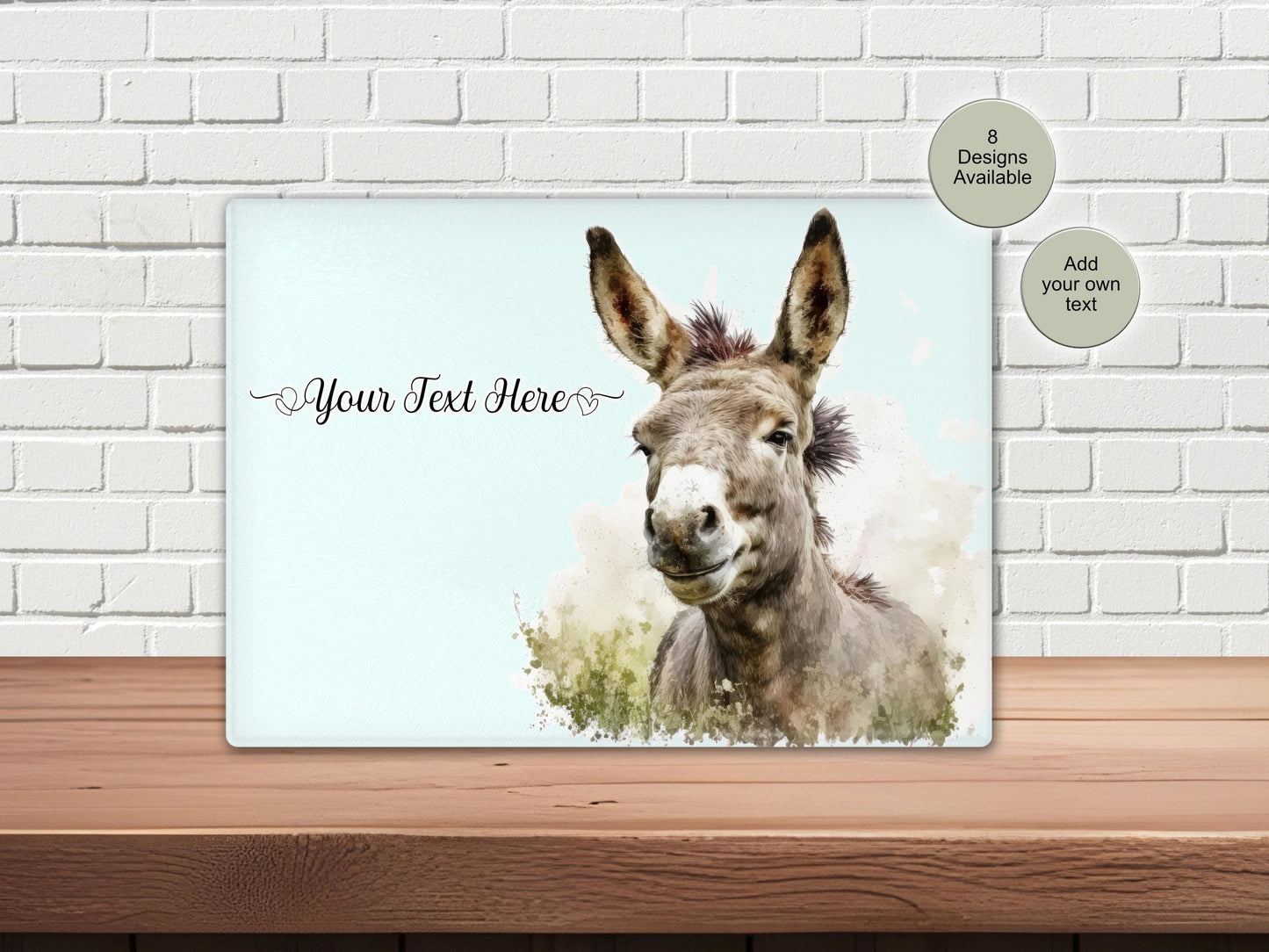 Personalised Donkey Glass Chopping Board | Custom Cheese Board | Donkey Lover Gift
